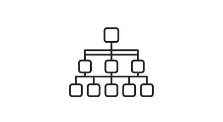 Organizational chart icon illustrating business hierarchy and structure, depicting team management, workflow, and corporate departments