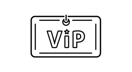 Vip access pass outline icon vector illustration. exclusive identification for special events, membership, premium service, privilege.