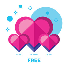 Three Pink Hearts With Free Text On White Background