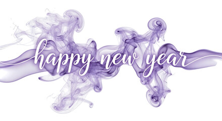 Happy New Year theme with elegant soft lavender color smoke design, isolated on a transparent background