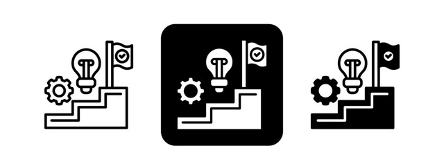 Learning Journey  Solid color and black line drawing vector illustration set