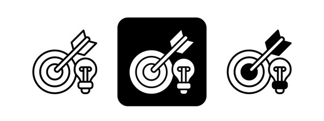 Objective  Solid color and black line drawing vector illustration set