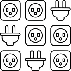 Colorful Power Icons  Flat Vector Multi-Outlet Adapters and Plugs