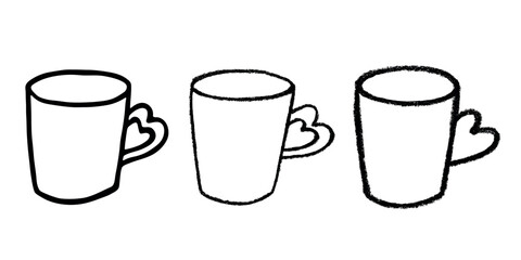 Set of cute hand drawn cup of tea or coffee Simple mug clipart Cozy home doodle Single element for design