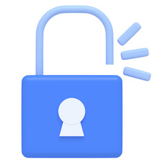 Unlocked Padlock Icon, 3D Render
