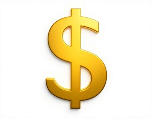 Golden 3D render of a dollar sign symbol representing currency, wealth, and finance in the global market