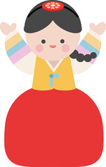 한국 전통 의상 색동저고리 한복을 입은 소녀