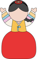 한국 전통 의상 색동저고리 한복을 입은 소녀