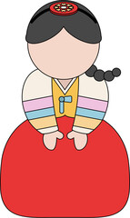 한국 전통 의상 색동저고리 한복을 입은 소녀