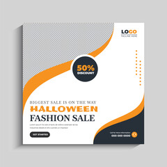 Halloween Fashion Sale Social Media Post Template Design