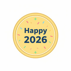Happy 2026 Celebration Graphic with Confetti and Festive Design.