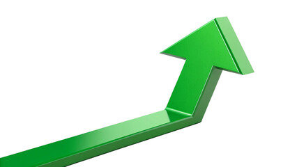 Green arrow pointing upwards isolated on transparent background