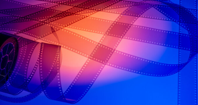 cinematic abstract colored background made from film strip