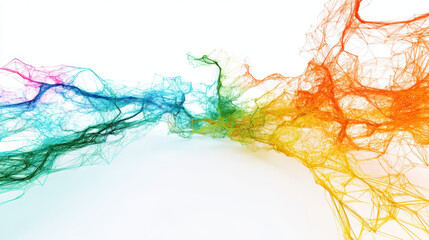 Abstract background of colorful network lines flowing, dynamic, vibrant, digital, modern art