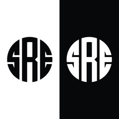 Letter SRE Rounded Logo Design Illustration Vector Stock Vector.