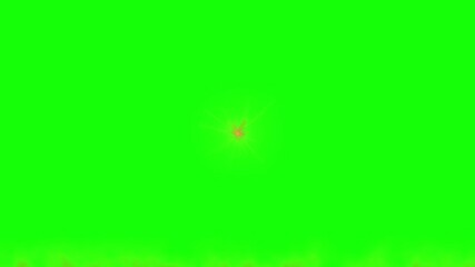 Bright yellow energy ball with lightning effects emanating against a green and orange background