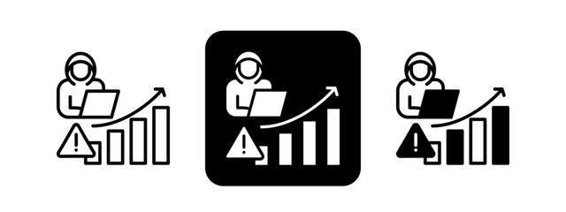 Fototapeta premium Growth Hacking Solid color and black line drawing vector illustration set