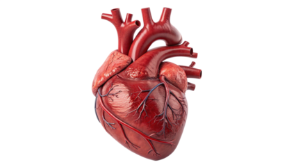 Realistic human heart isolated on transparent background