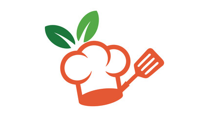 Healthy chef hat and spatula logo