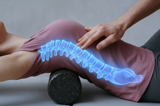 Physical therapy supports posture correction and ergonomics by using foam rollers to improve spinal alignment and relieve tension effectively