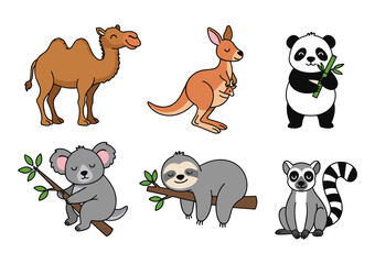 Obraz premium Cartoon wild animals collection representing various species