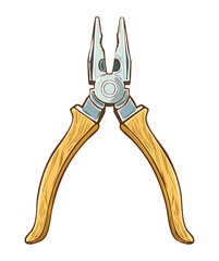 Professional Pliers Hand Tool With Natural Wood Texture Handle For Carpentry Repair And Industrial Hardware Maintenance