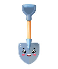 Friendly cartoon spade character with a happy face illustration for children garden books and educational hobby graphics © firstcolor