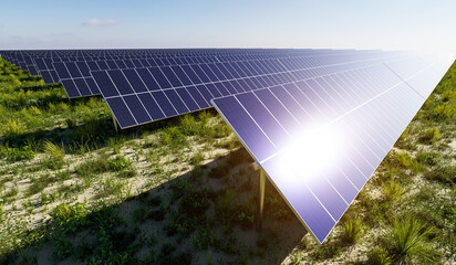 Photovoltaic panel array in desert areas