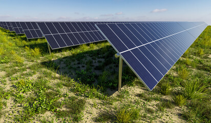 Photovoltaic panel array in desert areas