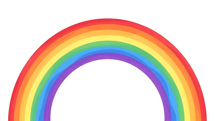 Obraz premium A colorful arc of a rainbow against a white background, showing all seven colors clearly defined.