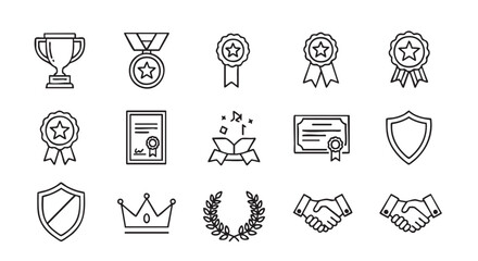Set of success and achievement icons in a minimalist style