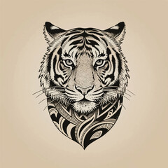 Tiger Head Drawing Art Illustrator Artwork Banner Background Design Template 