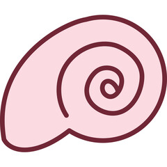 Minimalist Pink Seashell Illustration With Dark Red Outline On Transparent Background Simple Organic Shape Representing Marine Life And Ocean Conservation