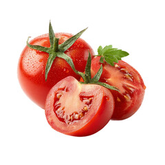 Transparent PNG available sliced tomato vegan food isolated on with white background(4)