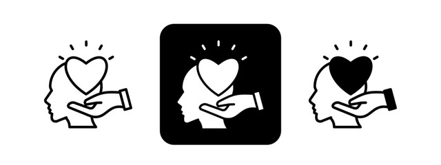Fototapeta premium Empathy Solid color and black line drawing vector illustration set