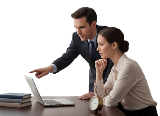 A corporate man and woman