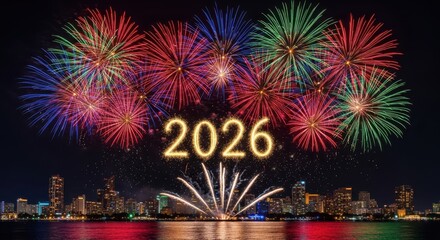 Fireworks Celebration with 2026 Golden Text