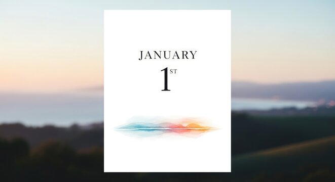 Celebrate New Year's Day with this stunning January 1st calendar art print for your inspirational projects.