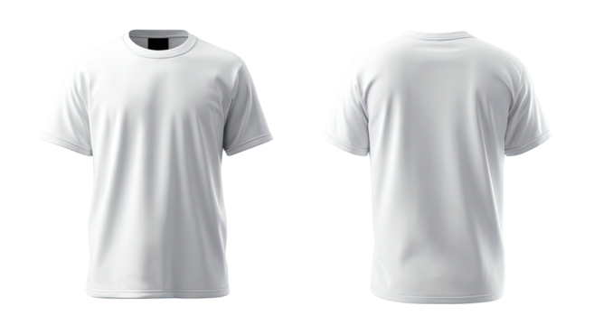 Plain white t-shirt front and back view, isolated on a dark backdrop