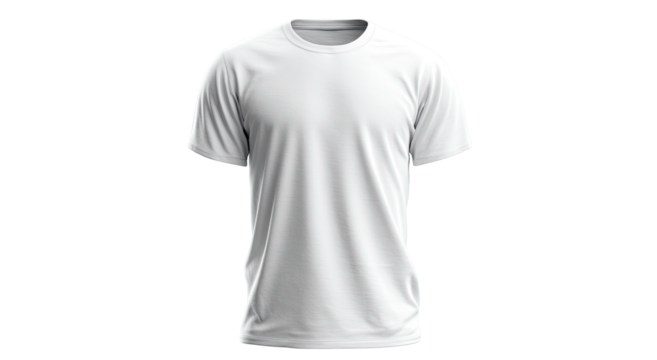 Plain white t-shirt, short sleeves, centered on a black background