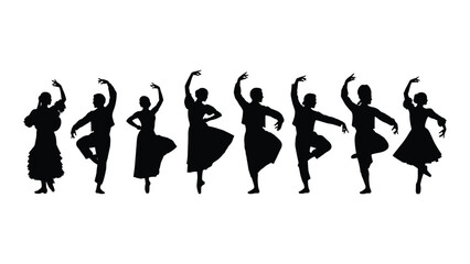 Dancing silhouettes collection isolated on white background, Vector