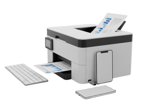 Compact Multifunction Printer with Tech Accessories