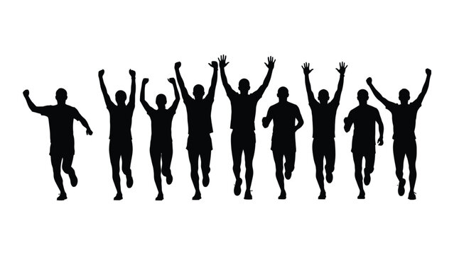 Running race victory silhouettes isolated on white background, Vector - Powered by Adobe