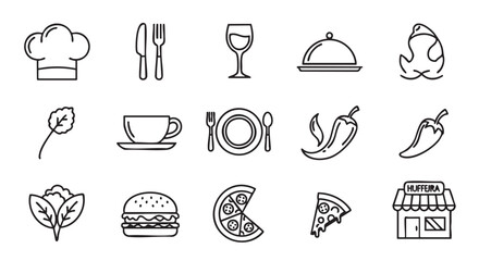 Minimalist Food and Cooking Icons Seamless Vector Pattern Design