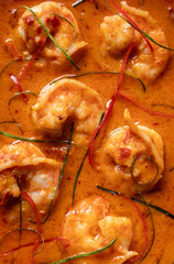 Shrimp in Dried Red Curry. Thai Food