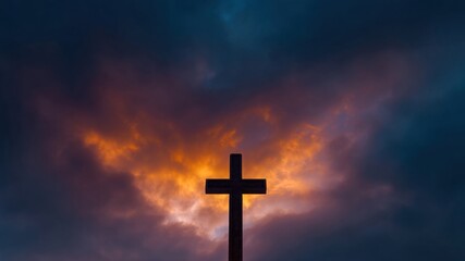 Cross silhouette sunset sky cloud light faith christian hope worship grace
