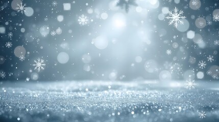 Fototapeta premium A delightful scene, sparkling with snowflakes gently falling against a soft, blurry background.