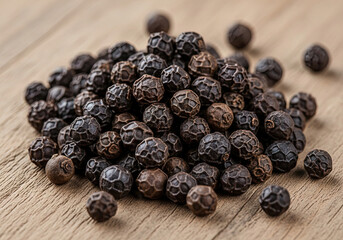 black pepper on wooden background