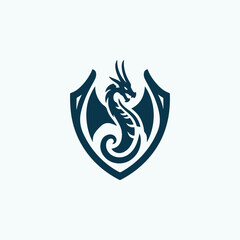 Dragon Mythical Heraldic Shield Logo