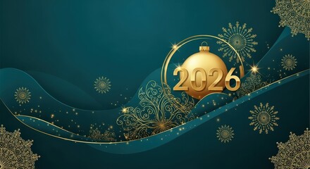 Elegant Blue Gold Wave 2026 Design